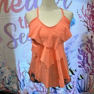 New. Women’s tankini. Hot orange. Board shorts.